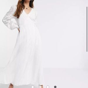 Long Sleeve White Maxi Wrap Dress